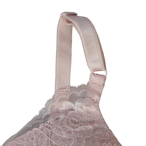 Torrid 360 Back Smoothing Wire Free Push Up Plunge Bra Pink 38D Full Cover Lace - Picture 3 of 10